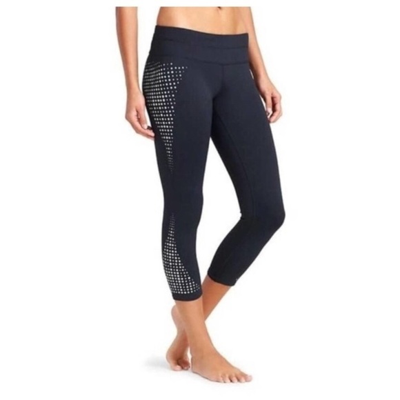 Athleta Leggings Gel Dot Sonar Athletic Capris Navy Blue eh. - Picture 2 of 15